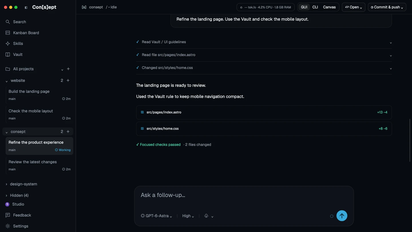 GUI chat view of the same sample project